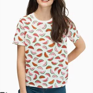 Kate Spade Watermelon Print Tee Short Sleeve Shirt Top Women’s XL Cotton Summer